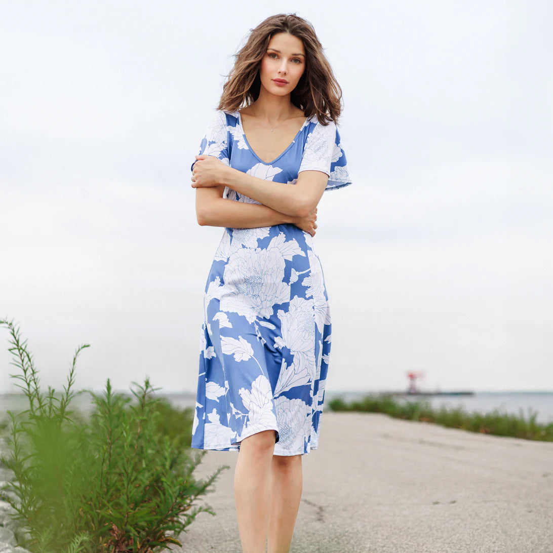 Butter Knit - Flutter Sleeve A-Line Midi Dress