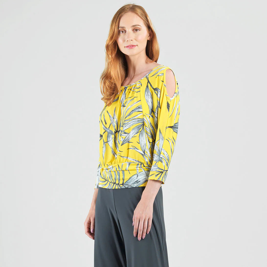 Open Shoulder Blouson Waist Top