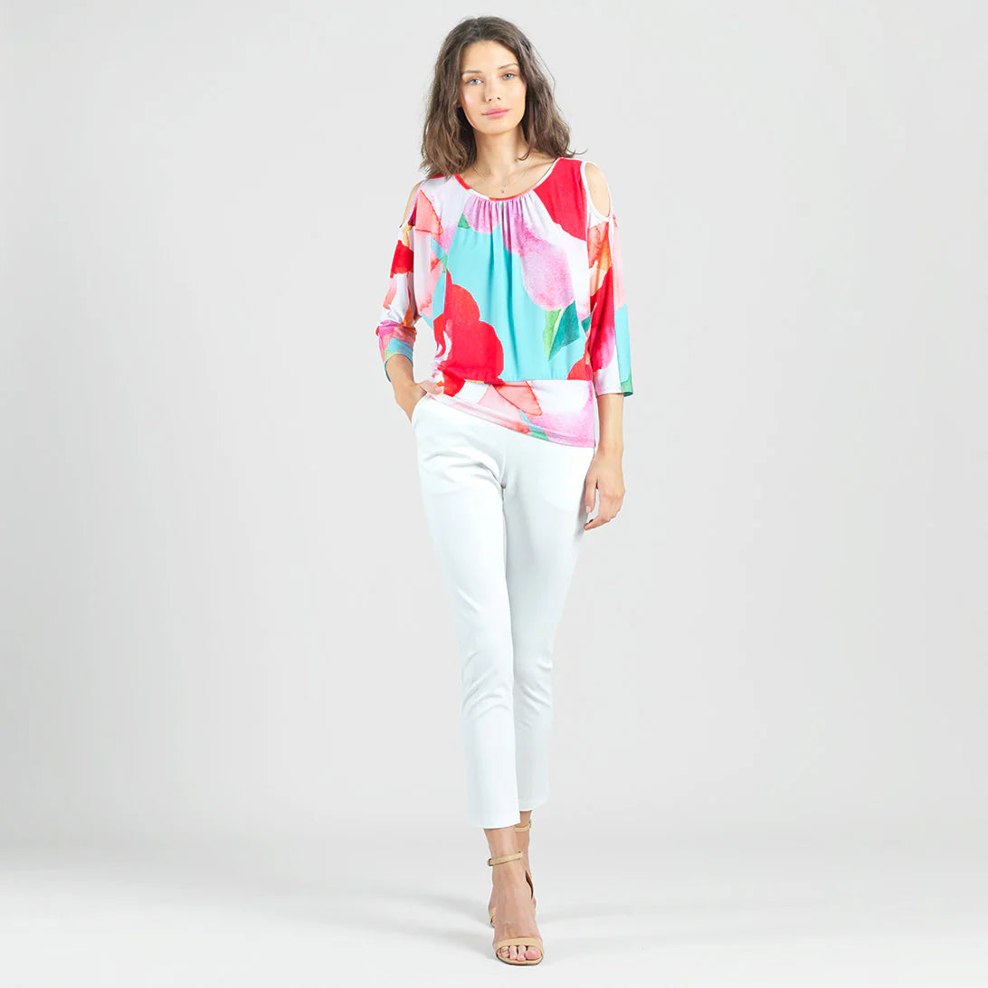 Open Shoulder Blouson Waist Top