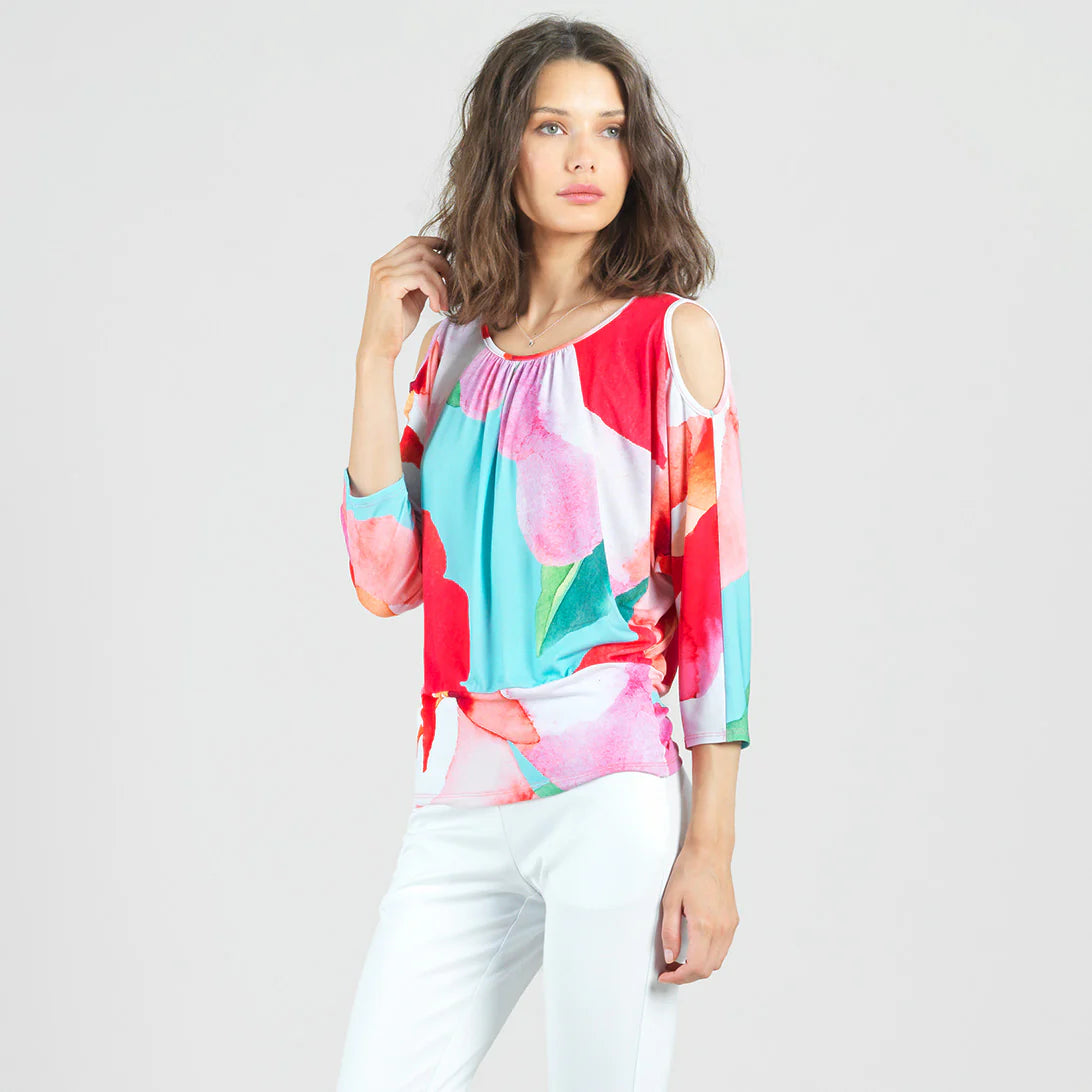 Open Shoulder Blouson Waist Top