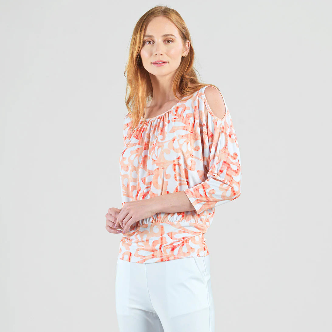 Open Shoulder Blouson Waist Top