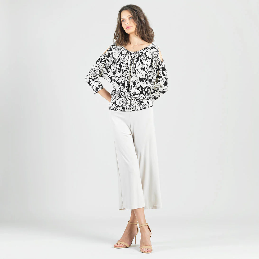 Open Shoulder Blouson Waist Top
