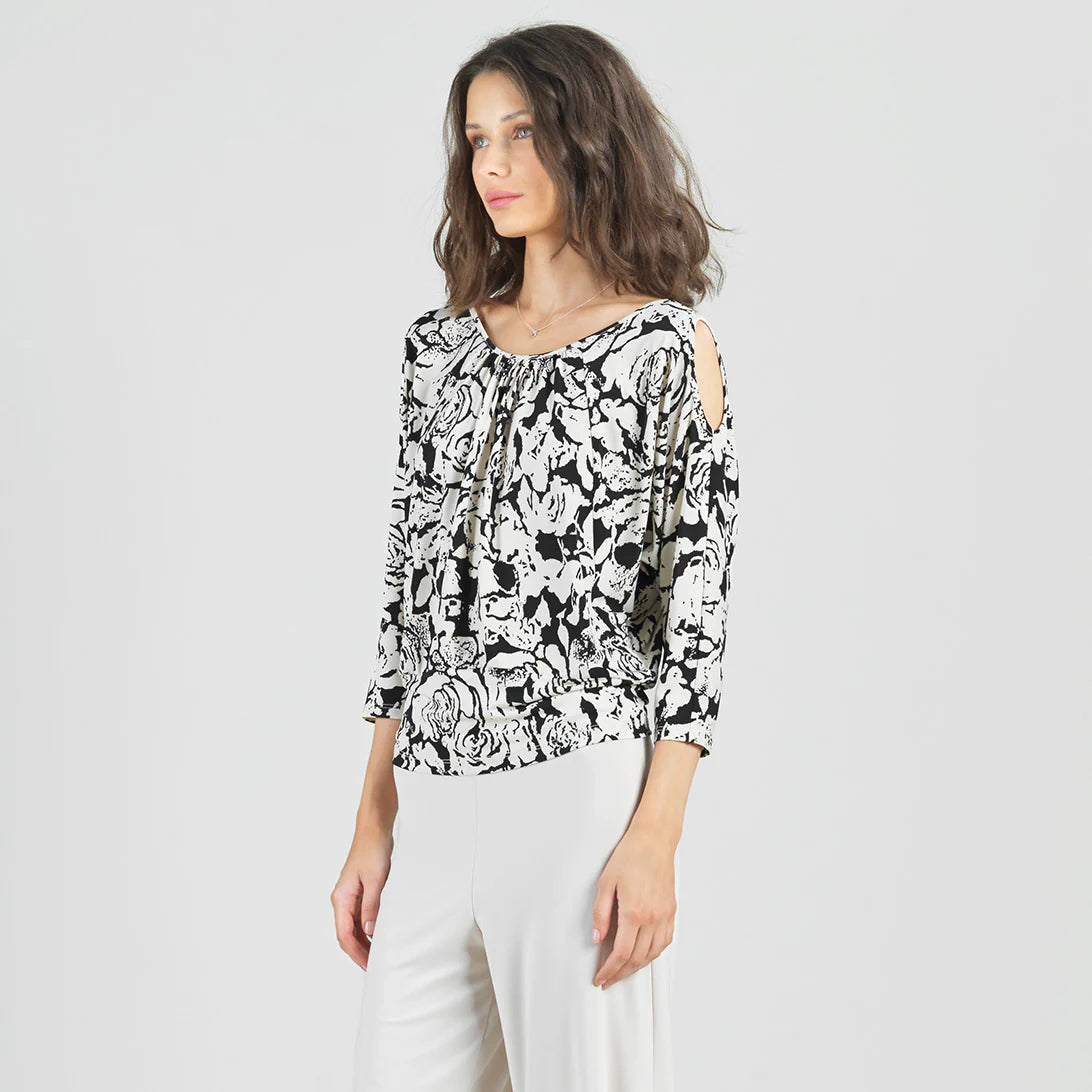 Open Shoulder Blouson Waist Top