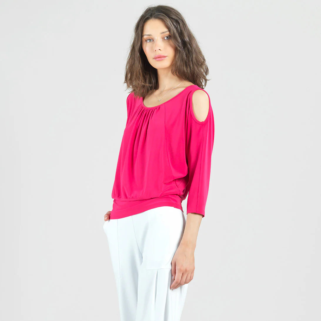 Open Shoulder Blouson Waist Top