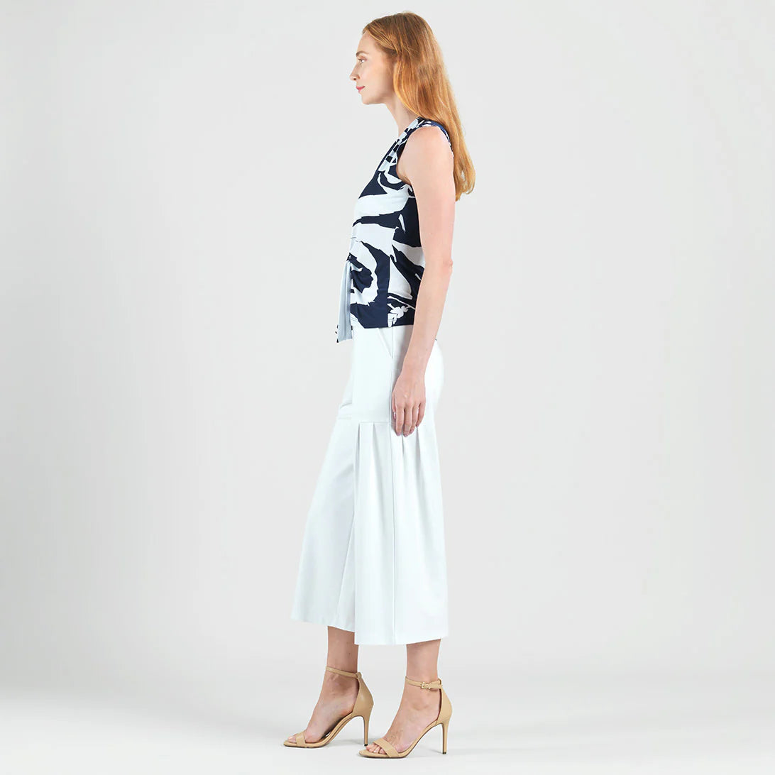 Sleeveless V-Neck Center Front Tie Top