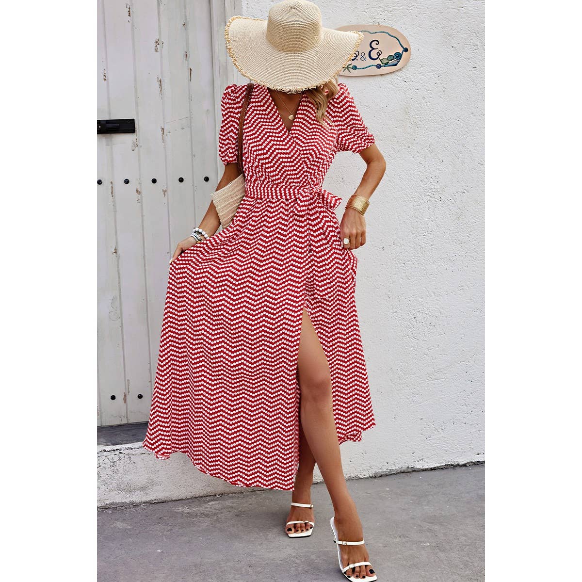 Midnight Red Dot Dress