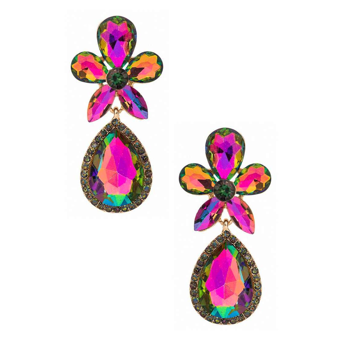 Crystal Flower Chandelier Earrings