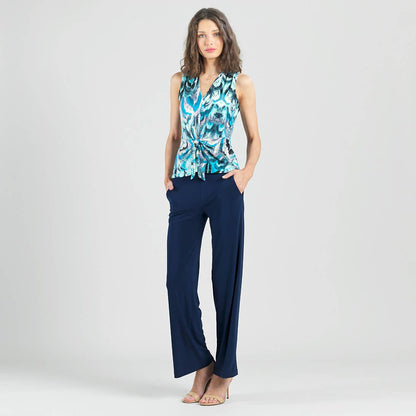 Sleeveless V-Neck Center Front Tie Top