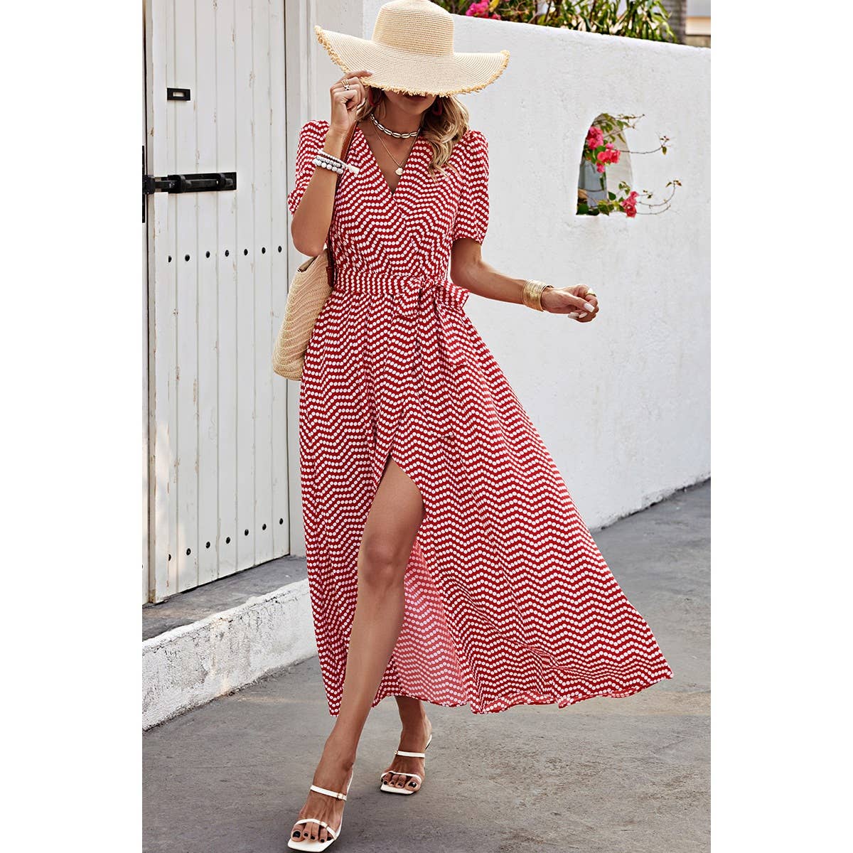 Midnight Red Dot Dress