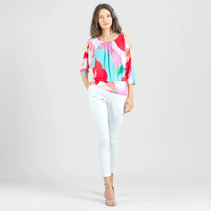 Open Shoulder Blouson Waist Top
