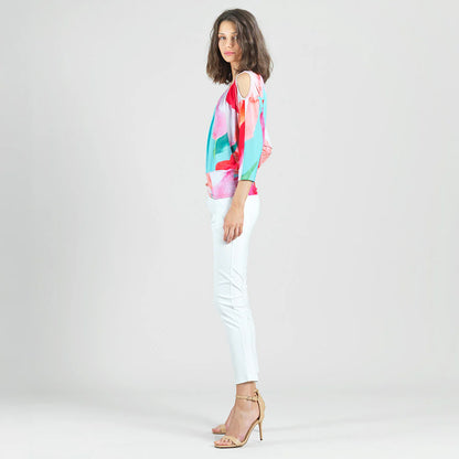 Open Shoulder Blouson Waist Top