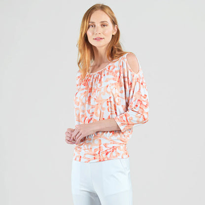 Open Shoulder Blouson Waist Top