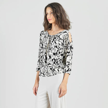Open Shoulder Blouson Waist Top