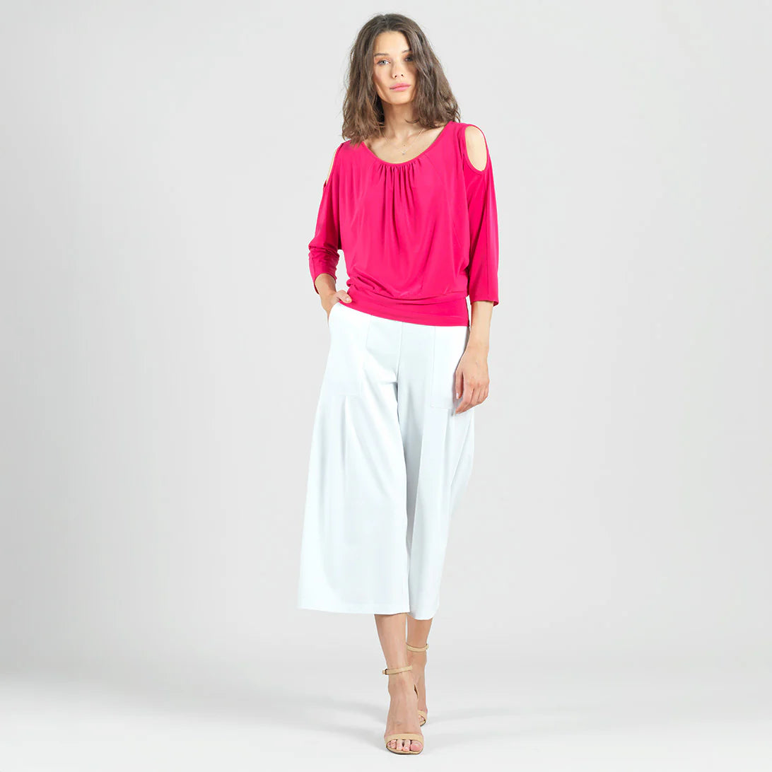 Open Shoulder Blouson Waist Top