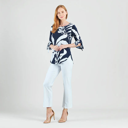 Tie Cuff Curved Hem Tunic