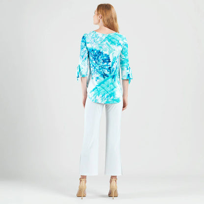 Tie Cuff Curved Hem Tunic