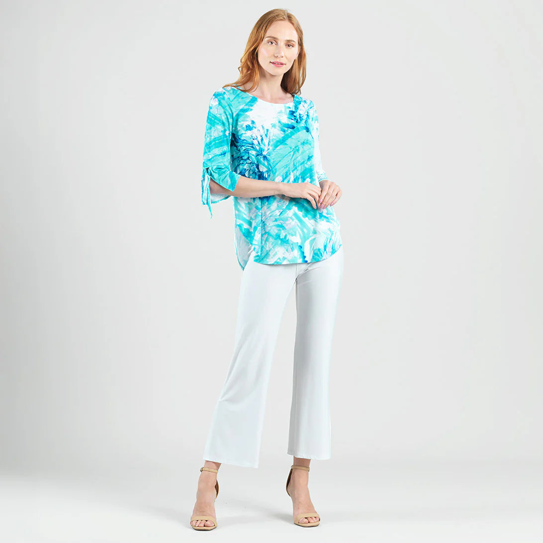 Tie Cuff Curved Hem Tunic