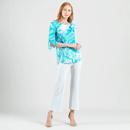 Tie Cuff Curved Hem Tunic