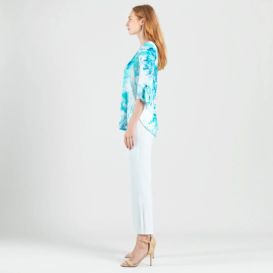 Tie Cuff Curved Hem Tunic