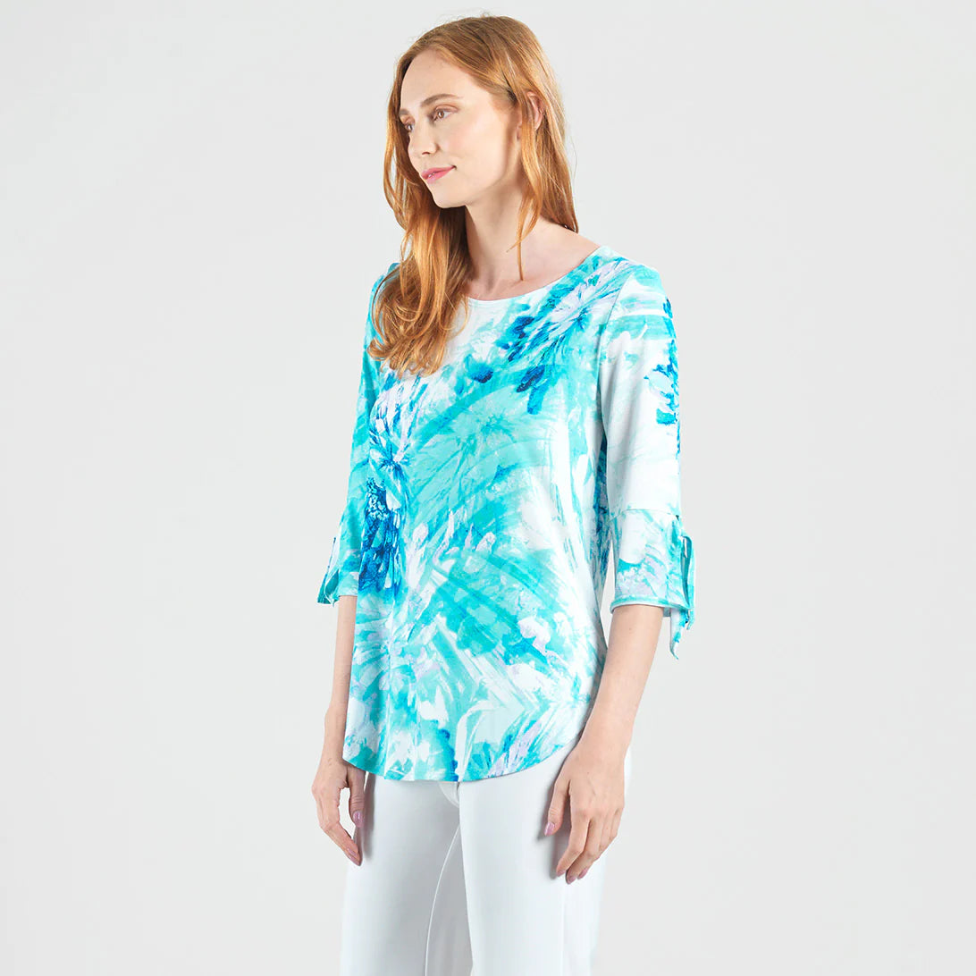 Tie Cuff Curved Hem Tunic