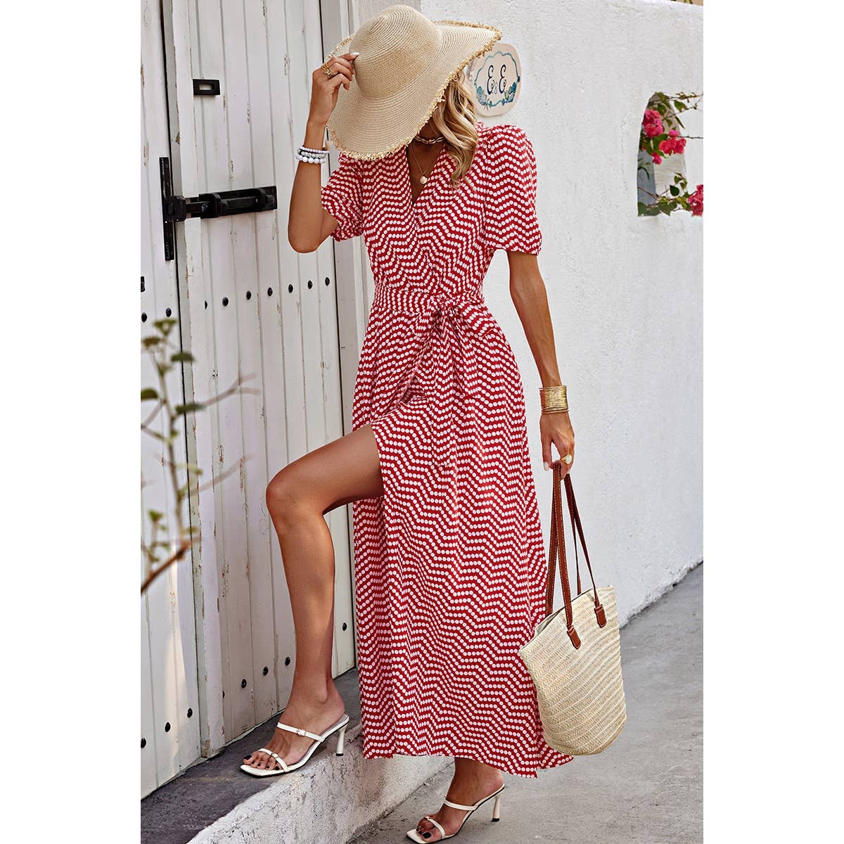 Midnight Red Dot Dress