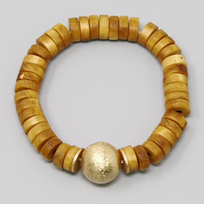 1. **Dusky Wood Bead Bracelet**  
2. **Wild Blossom Stretch Bracelet**  
3. **Serene Earth Disc Bracelet**